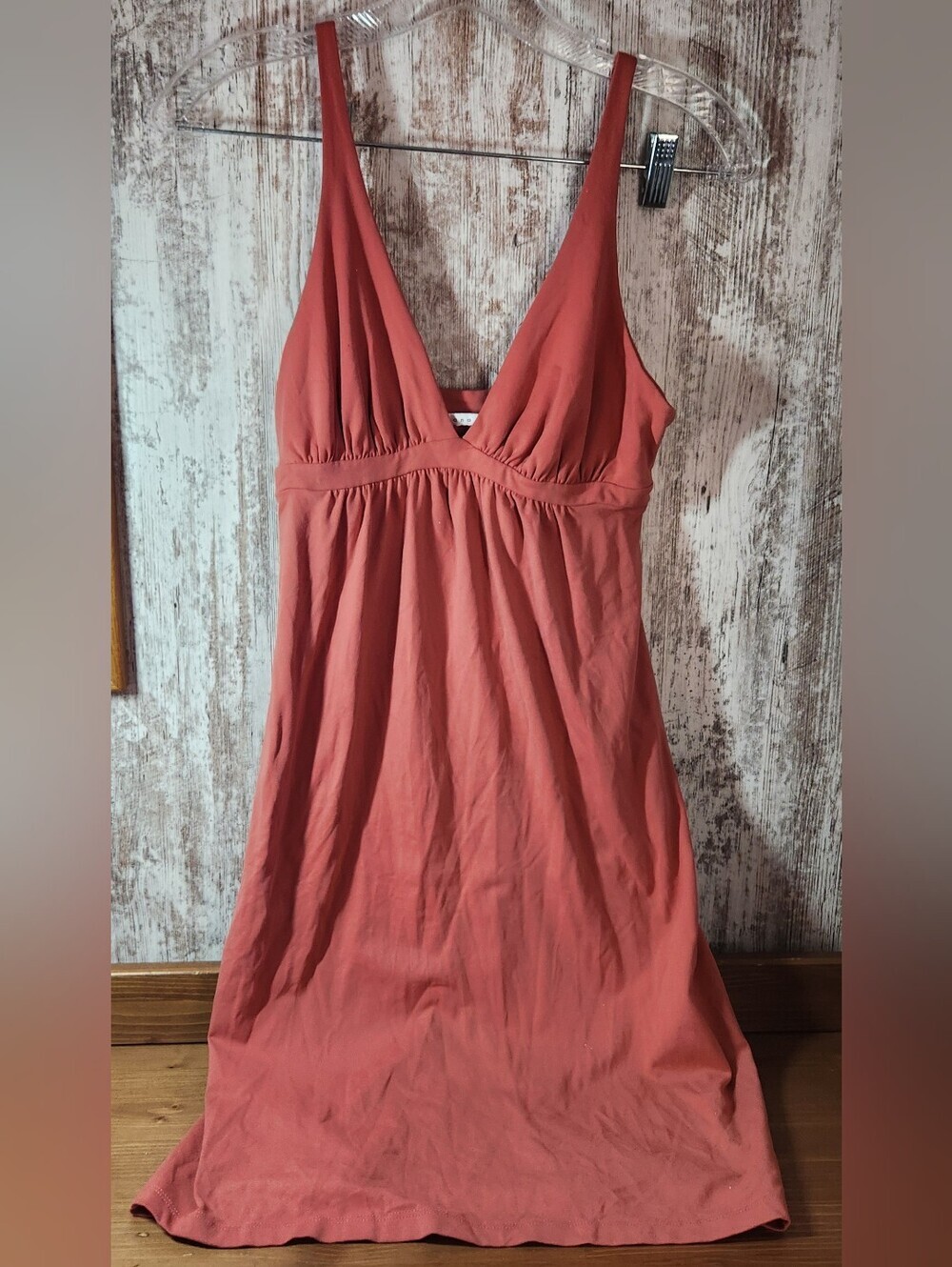 Susana Monaco Coral Orange Peachy Tank V-Neck Midi Dress Gather String Halter